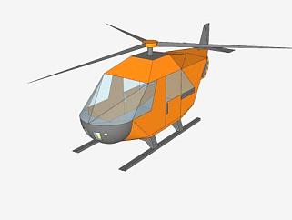 <em>橙色</em>直升机SU模型下载_sketchup草图大师SKP模型