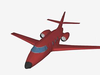 红色商务飞机SU模型下载_sketchup草图大师SKP模型