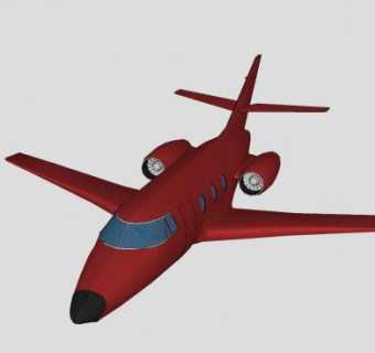 红色商务飞机SU模型下载_sketchup草图大师SKP模型