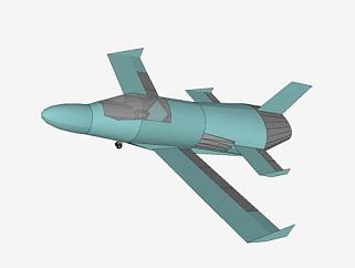 简易平直翼飞机SU模型下载_sketchup草图大师SKP模型