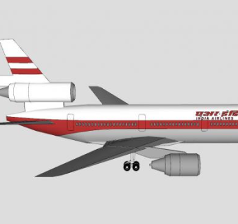 印度航空DC-10客机SU模型下载_sketchup草图大师SKP模型
