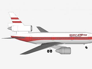 印度航空DC-10客机SU模型下载_sketchup草图大师SKP模型