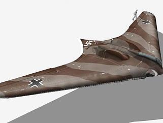 纳粹三角翼飞机SU模型下载_sketchup草图大师SKP模型