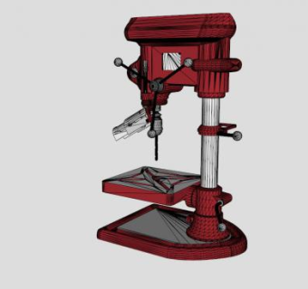 红色设备钻孔机SU模型下载_sketchup草图大师SKP模型