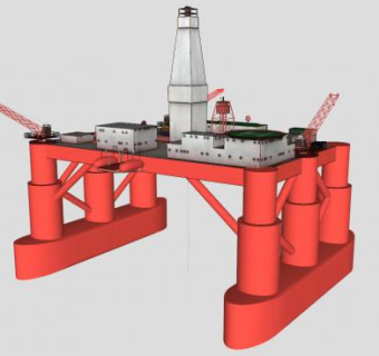 海上石油钻井平台SU模型下载_sketchup草图大师SKP模型
