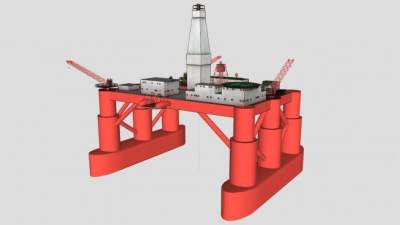 海上石油钻井平台SU模型下载_sketchup草图大师SKP模型