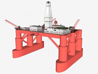 海上石油钻井平台SU模型下载_sketchup草图大师SKP模型