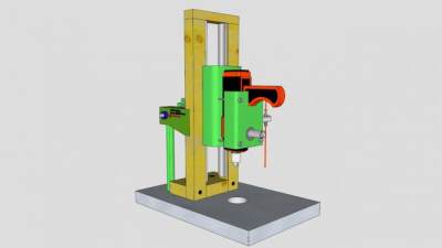 自制钻床复印件SU模型下载_sketchup草图大师SKP模型