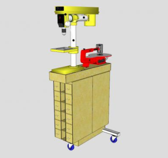 钻床和卷筒锯架SU模型下载_sketchup草图大师SKP模型