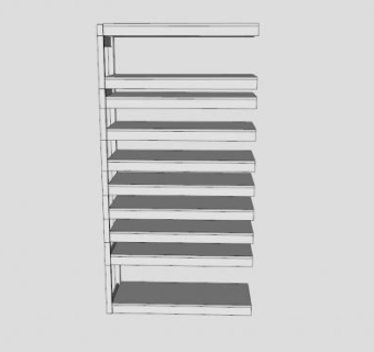 白色仓库货架SU模型下载_sketchup草图大师SKP模型