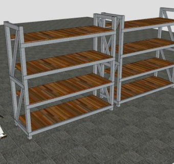 工业钢化仓库货架SU模型下载_sketchup草图大师SKP模型