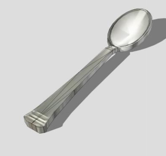 银器勺餐具SU模型下载_sketchup草图大师SKP模型