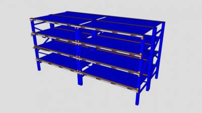 工业金属仓库货架SU模型下载_sketchup草图大师SKP模型
