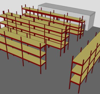 仓库大架货架SU模型下载_sketchup草图大师SKP模型