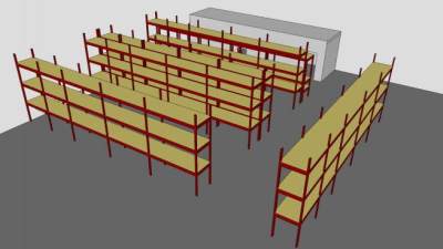 仓库大架货架SU模型下载_sketchup草图大师SKP模型