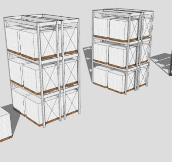 工厂仓储仓库货架SU模型下载_sketchup草图大师SKP模型