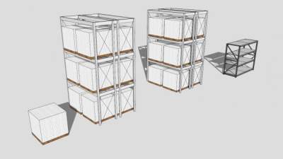 工厂仓储仓库货架SU模型下载_sketchup草图大师SKP模型