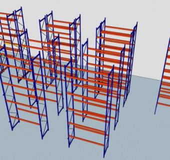 横梁式仓库货架SU模型下载_sketchup草图大师SKP模型