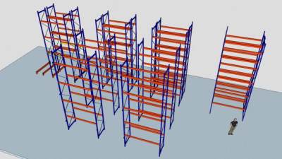 横梁式仓库货架SU模型下载_sketchup草图大师SKP模型