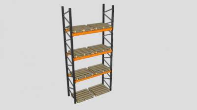 横梁仓库货架SU模型下载_sketchup草图大师SKP模型