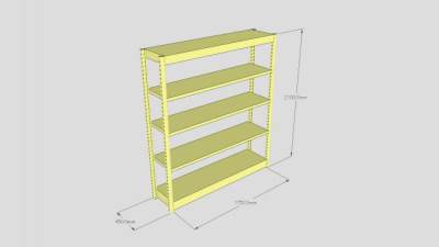 黄色横梁式货架SU模型下载_sketchup草图大师SKP模型