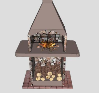 壁炉烧烤架SU模型下载_sketchup草图大师SKP模型