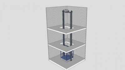 二柱式机械升降机SU模型下载_sketchup草图大师SKP模型