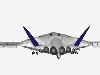 升降机构混合机翼飞机SU模型下载_sketchup草图大师SKP模型