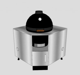 厨房角落金属烧烤炉SU模型下载_sketchup草图大师SKP模型