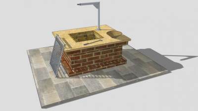 户外砖石烧烤架SU模型下载_sketchup草图大师SKP模型