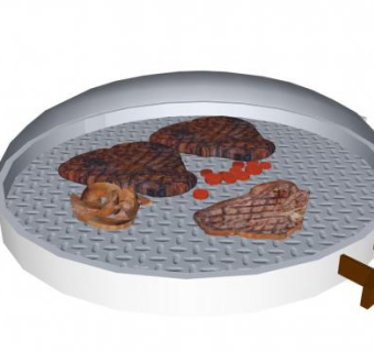 无烟铁板烧烤架SU模型下载_sketchup草图大师SKP模型