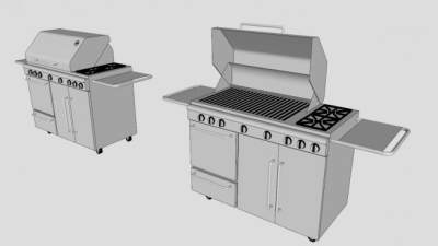 不锈钢烟熏烧烤炉SU模型下载_sketchup草图大师SKP模型