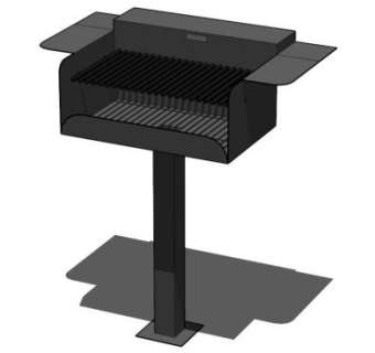 公园固定钢木炭烤架SU模型下载_sketchup草图大师SKP模型