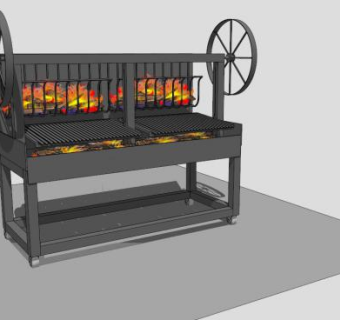 旋转式木炭烤架SU模型下载_sketchup草图大师SKP模型