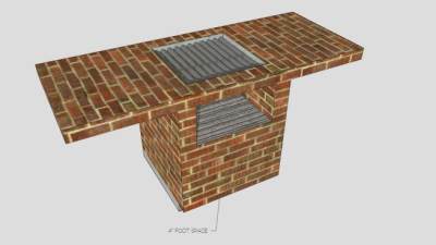 红砖石木炭烧烤架SU模型下载_sketchup草图大师SKP模型
