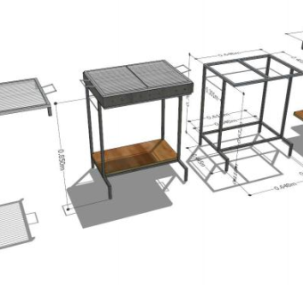 金属木炭烤架SU模型下载_sketchup草图大师SKP模型