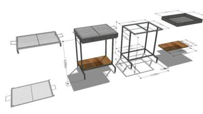 金属木炭烤架SU模型下载_sketchup草图大师SKP模型