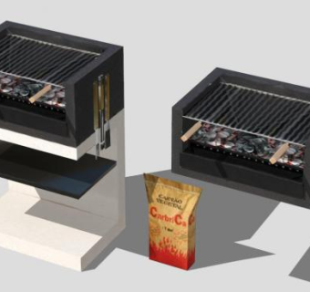 现代户外木炭烧烤架SU模型下载_sketchup草图大师SKP模型