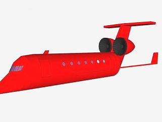 红色专机飞机SU模型下载_sketchup草图大师SKP模型