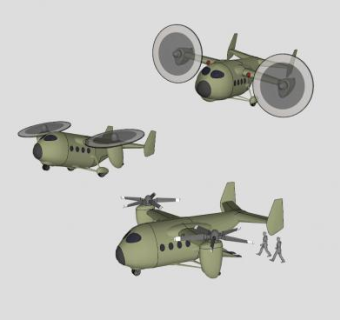 倾转旋翼机SU模型下载_sketchup草图大师SKP模型
