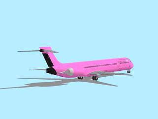 航空公司粉色飞机SU模型下载_sketchup草图大师SKP模型