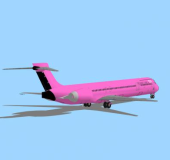 航空公司粉色飞机SU模型下载_sketchup草图大师SKP模型