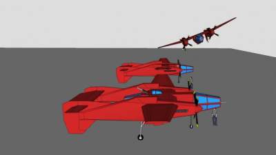 夜袭双翼飞机SU模型下载_sketchup草图大师SKP模型