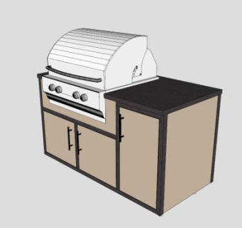 室内橱柜烧烤炉SU模型下载_sketchup草图大师SKP模型