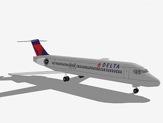 德尔塔航空公司飞机SU模型下载_sketchup草图大师SKP模型