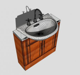 台盆实木柜SU模型下载_sketchup草图大师SKP模型