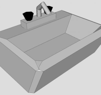 方形水槽双开龙头SU模型下载_sketchup草图大师SKP模型