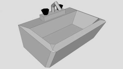 方形水槽双开龙头SU模型下载_sketchup草图大师SKP模型