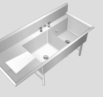 不锈钢工业水槽SU模型下载_sketchup草图大师SKP模型