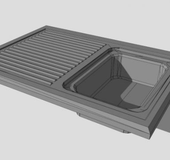 厨房不锈钢单水槽SU模型下载_sketchup草图大师SKP模型